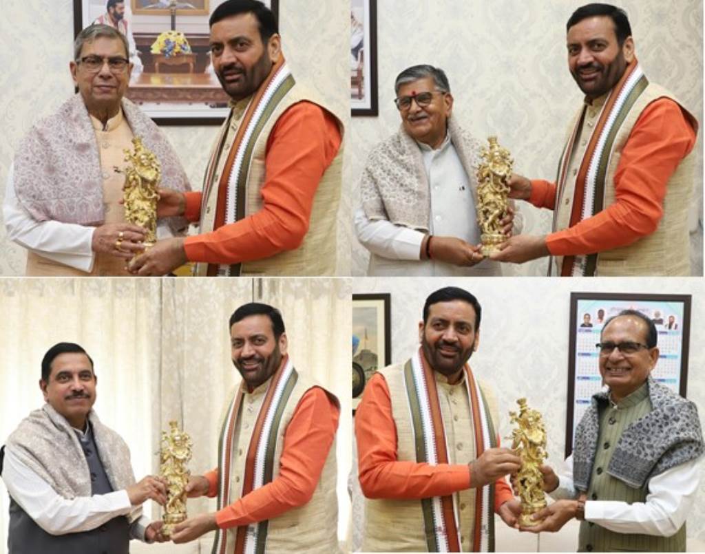 Governors of Haryana and Punjab along with Union Ministers paid courtesy call on Chief Minister Shri Naib Singh Saini